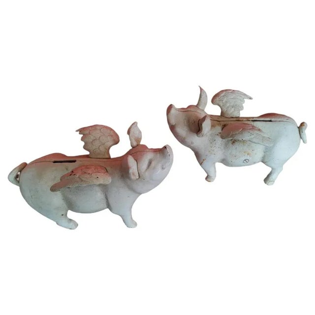Pigs with Wings in Wrought Iron, 20th Century, Set of 2 For Sale - Image 8 of 11