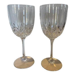Contemporary Waterford Lismore White Wine Crystal Glasses- a Pair