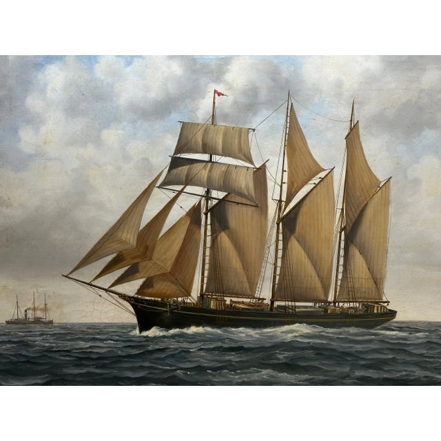 1 Traditional British Seascape Marine Art Oil Painting Schooner Sailing Ship Kathleen & May. Make a big statement with...