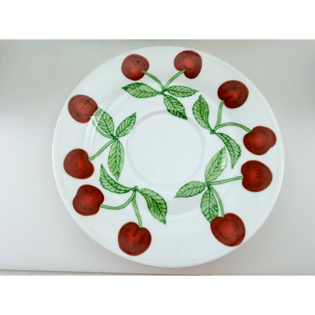 1970s Richard Ginori Cherries Pattern - 6 Cream Soup Bowls, 6 Teacups, 12 Saucers - 24 PCS For Sale In New York - Image 6 of 8