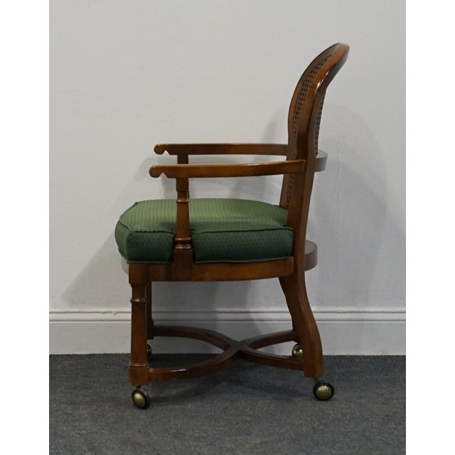 Late 20th Century Century Furniture Solid Cherry French Regency Revival Cane Back Game Arm Chair For Sale - Image 5 of 9