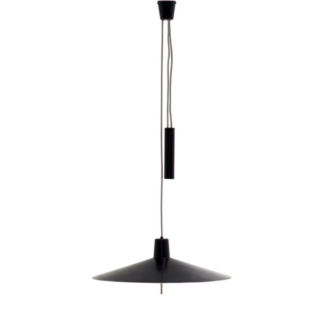 Height-Adjustable Black Metal Lamp, 1950s For Sale