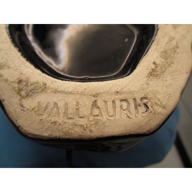 Vintage Vallauris Lion S/Mer Blue Ceramic Clam Shell Lamp Mid Century Tikki Kitch Cord Cut Signed For Sale - Image 10 of 18