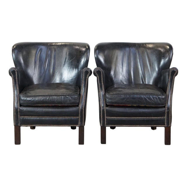 Set of Black Armchairs with Reversible Kilim Seat Cushion For Sale