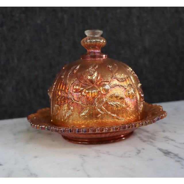 Traditional Lustre Rose & Marigold Butter Dish For Sale - Image 3 of 6