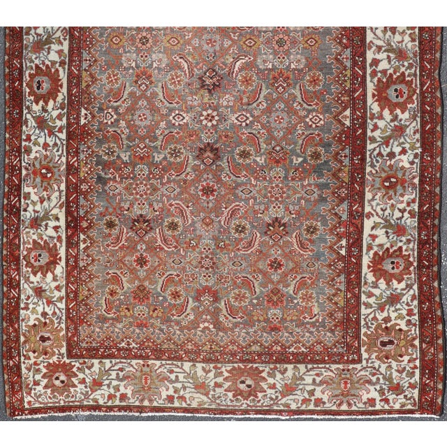 Antique Persian Malayer Rug With Allover With Herati Design in Terracotta For Sale - Image 4 of 13