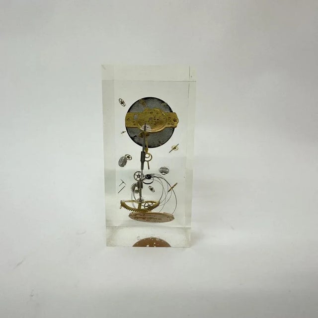 Stone Clock in Acrylic Glass by Pierre Giroudon, France, 1970s For Sale - Image 7 of 8