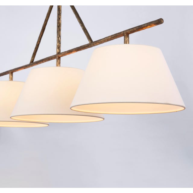 Collette Large Linear Pendant in Gilded Iron with Linen Shade Designer: Suzanne Kasler Fixture Height: 28" Min. Custom...