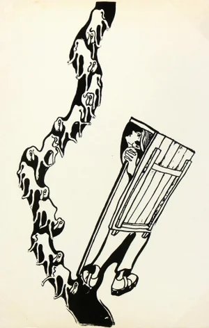 Vintage Modern Art Mid-Century Sheep