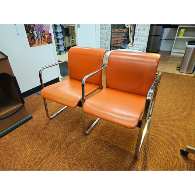 Mid-Century Modern Peter Protzman for Herman Miller Orange Modular Chair Set Authentic Mid-Century Modern Peter Protzman...