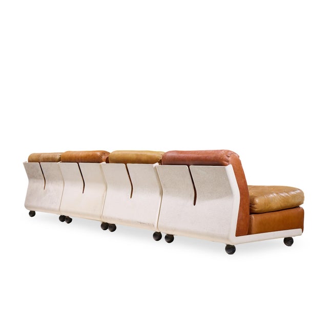 Animal Skin Mario Bellini for B&b Italia Amanta Mid Century Leather and Fiberglass Sectional Sofa For Sale - Image 7 of 11