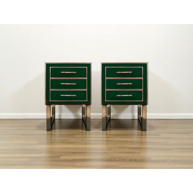 Not Yet Made - Made To Order Handmade Bedside Tables in Glass and Brass from Justfurnituress SRL, Set of 2 For Sale - Image 5 of 10