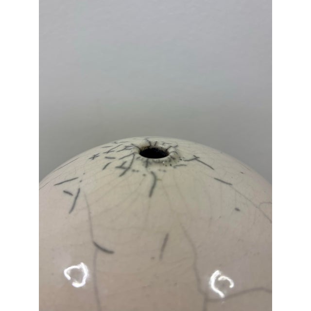 Mid-Century Modern 2006 American Raku Studio Pottery Sculptural White Bud Vase by Andy Smith For Sale - Image 3 of 10