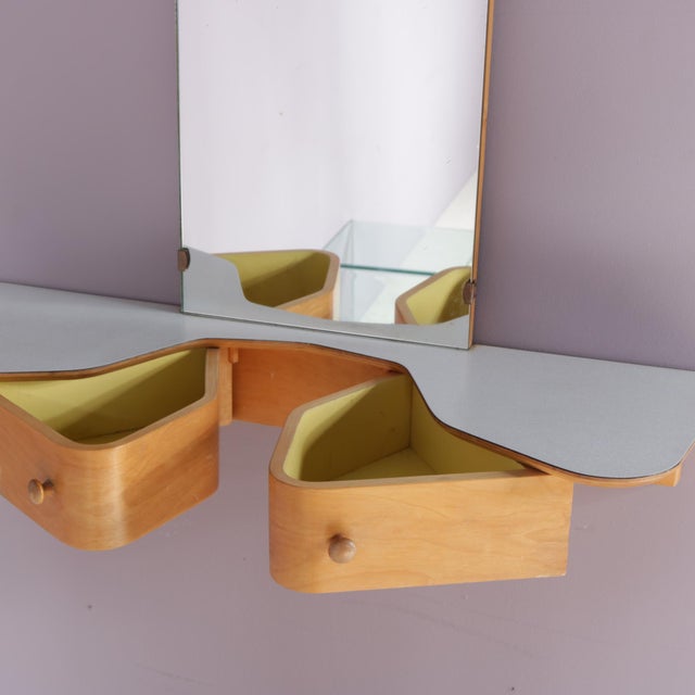 Pastoe EB 05 Wall-Mounted Dressing Table with Mirror by Cees Braakman for Pastoe, 1950s For Sale - Image 4 of 9