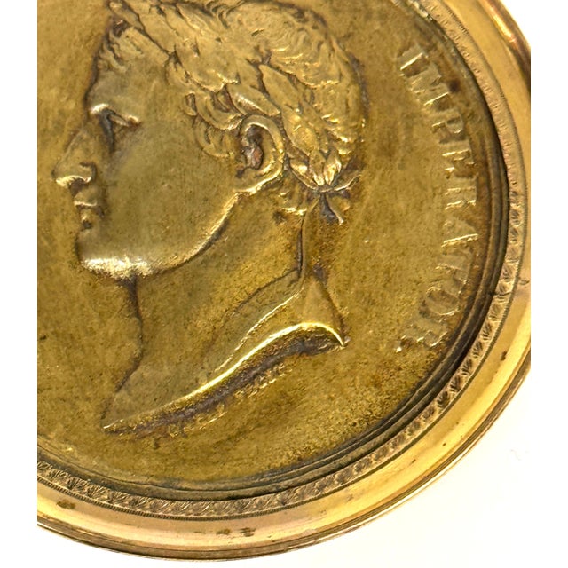 Gold Napoleonic Gilt-Bronze Portrait Medallion Napoleon, by Carlier Fecit, 1804-1806 For Sale - Image 8 of 18