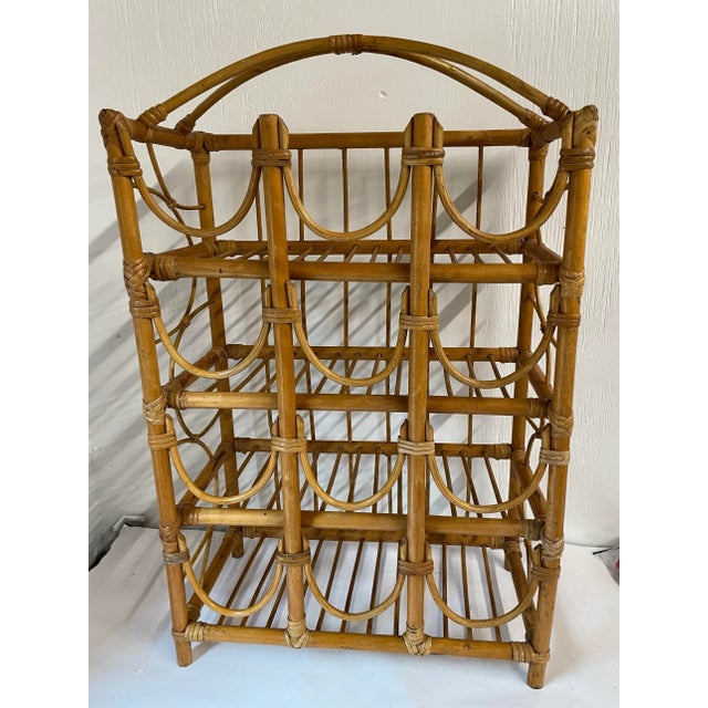 Mid-Century Modern Vintage Bamboo Bentwood Table Top Wine Rack For Sale - Image 3 of 10