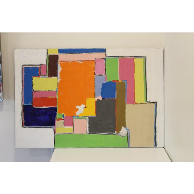 Orange Abstract Oil on Canvas Painting by Frederick Faviano 1977 For Sale - Image 8 of 15