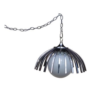 Custom Mid-Century Pendant With Large Globe For Sale