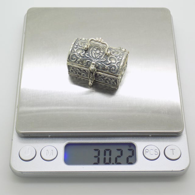 Silver Vintage Italian Handmade Silver Treasure Chest Miniature Figurine, Italy, 1970s-1980s For Sale - Image 8 of 10