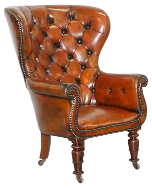 Regency Chesterfield Brown Leather Porters Armchair in the Style of Gillows