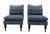 From the personal collection of Kathy Hilton. Presenting a chic pair of blue and white armless slipper chairs with dark...