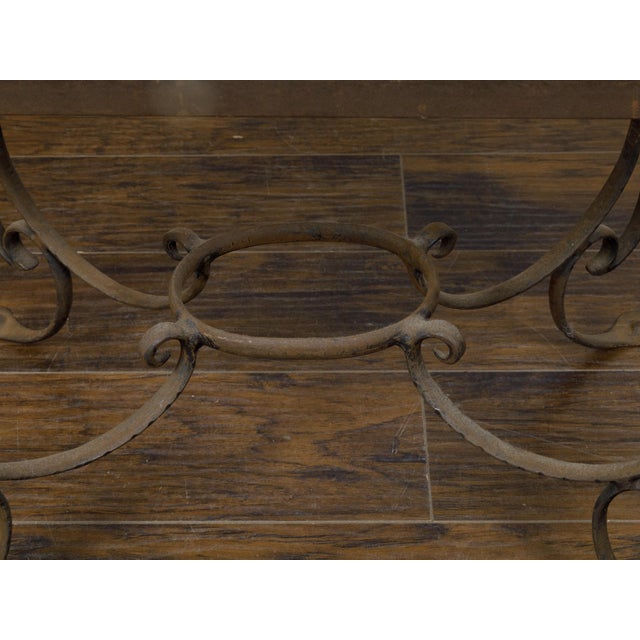Midcentury Italian Wrought-Iron Coffee Table with Tile Top and Scrolling Base For Sale - Image 10 of 11