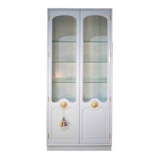 1970s French Style Armoire Gold Rosette Single Armoire - Newly Painted For Sale