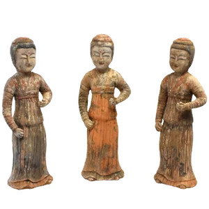 Set of Three Chinese Terracotta Figures Teachers Han Style