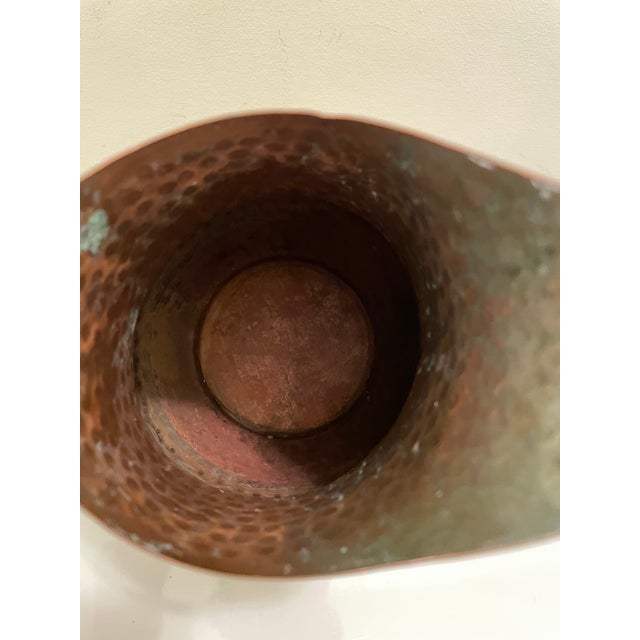 Metal Vintage Hammered Copper Pitcher With Brass Handle French Country Rustic Farmhouse 1960s For Sale - Image 7 of 8