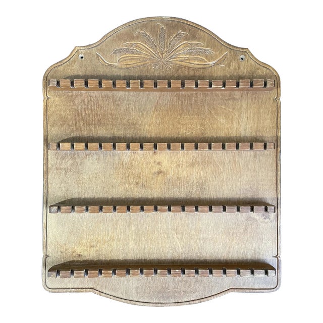 Vintage Wood Carved Display Rack for Collectible Spoons #1 For Sale