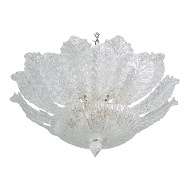 1970s Taormina, Large Size Murano Clear Trasparent Vintage Glass Ceiling Light For Sale