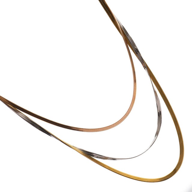 Modern Trio Glow Layered Italian Chain Necklace For Sale - Image 3 of 7