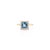 Modern Square Blue Topaz Diamond Halo Earrings Pendant Ring Set in 18k Gold - 4 Pieces For Sale - Image 3 of 12