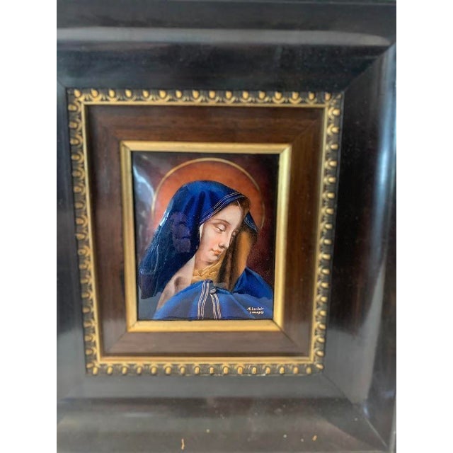 A. Leclair, The Madonna, 20th Century, Enamel on Metal For Sale - Image 3 of 8