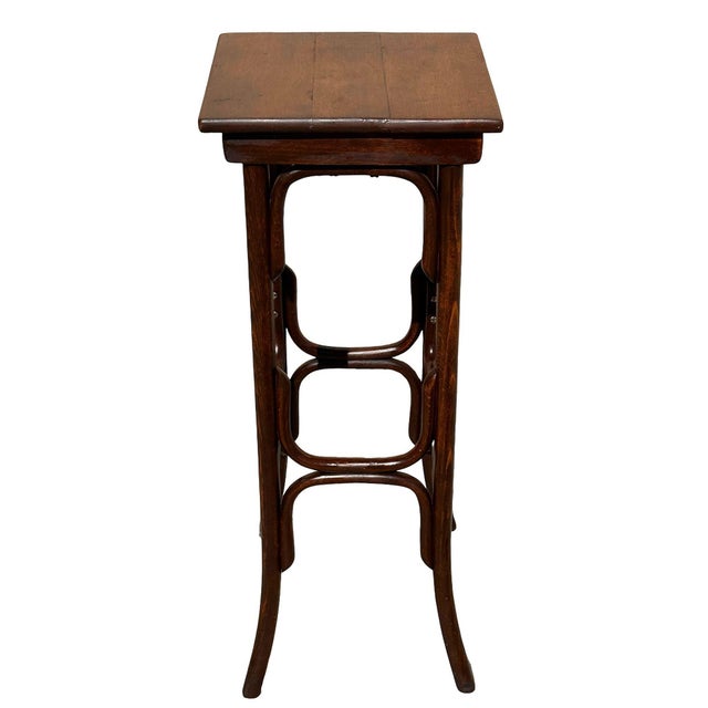 Wood Vienna Secession Bent Oak Pedestal Tall Side Table Plant Stand Attributed to Thonet For Sale - Image 7 of 8
