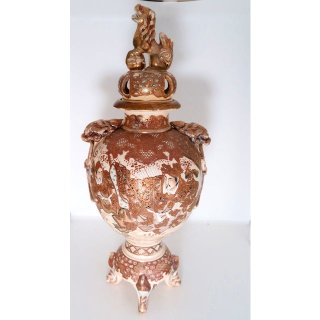 Antique Signed Japanese Satsuma Lidded Porcelain Censer, Meiji Period For Sale - Image 9 of 18