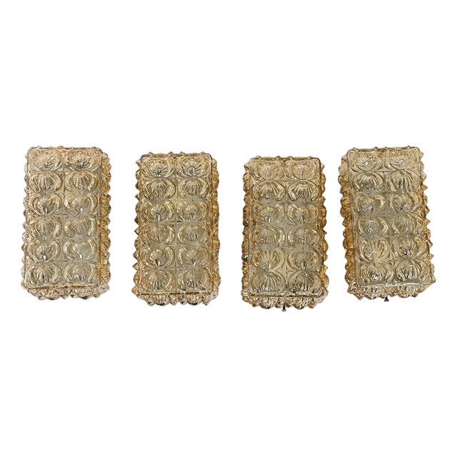 Late 20th Century German Vintage Glass Wall Sconces - Set of Four For Sale