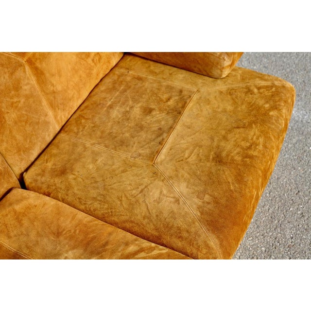 1970s Suede and Steel Orange Sofa, 1970 For Sale - Image 5 of 18