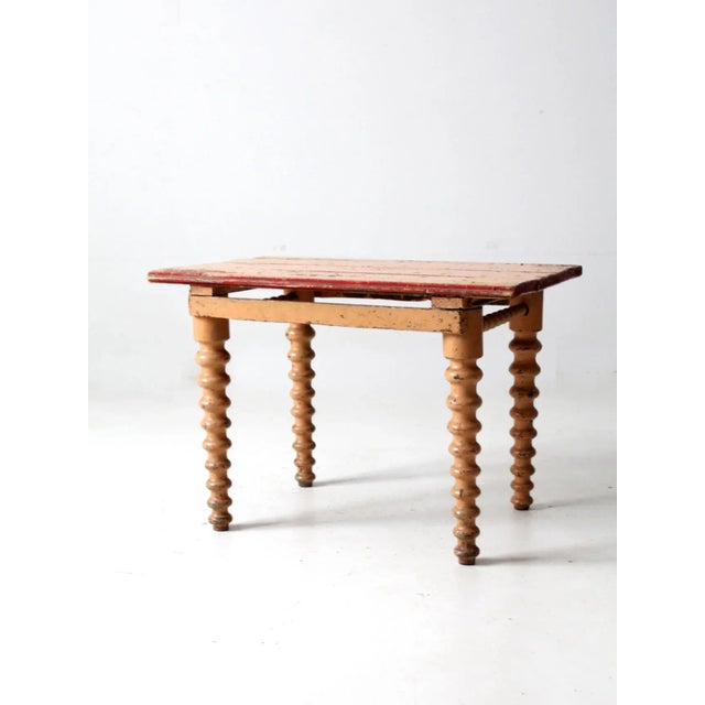 Farmhouse Antique Painted End Table For Sale - Image 3 of 13