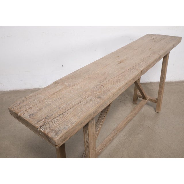 Farmhouse Vintage Rustic Pine Console Table For Sale - Image 3 of 4