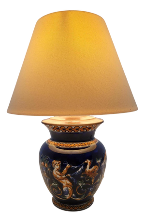 Lamp with Blue Italian Renaissance Decor from Gien