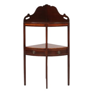 Vintage Corner Cabinet with Wood Inlay and Drawers, France, 1850s For Sale