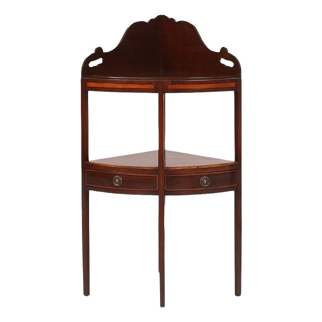 Vintage Corner Cabinet with Wood Inlay and Drawers, France, 1850s For Sale