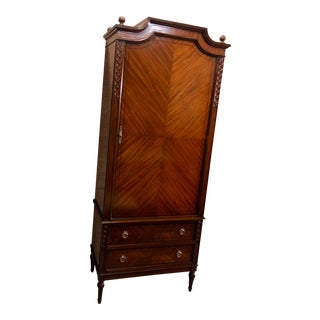Tall Narrow One Door Mahogany French Style Armoire For Sale