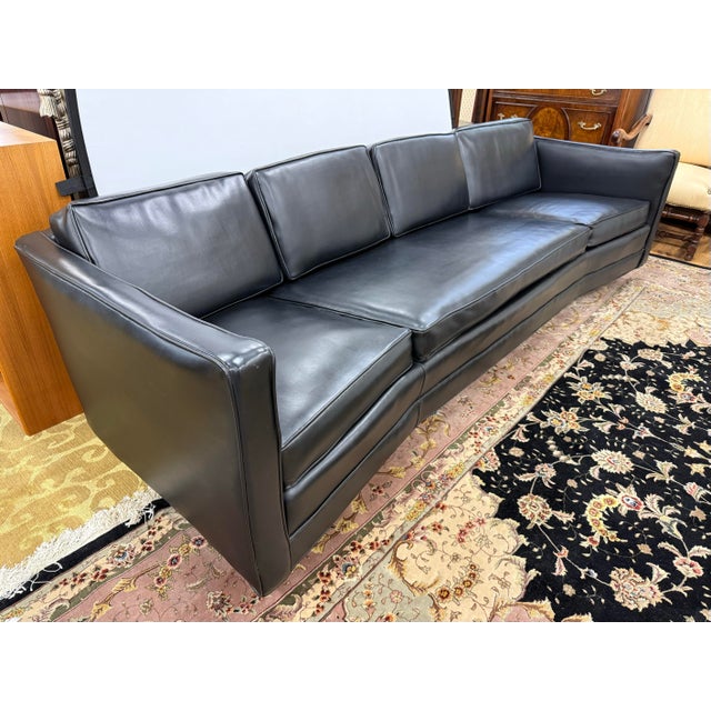 Mid 20th Century Large Vintage Mid Century Modern Black Naugahyde Sofa For Sale - Image 5 of 9