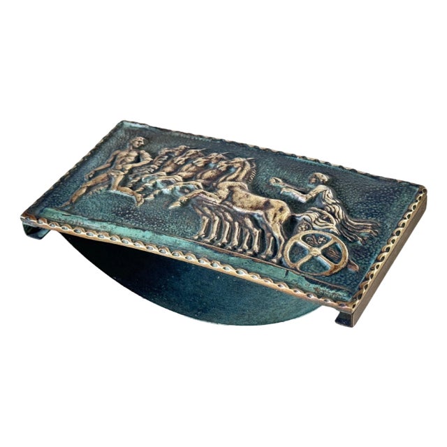 Ink Pad in Bronze Gold and Green Color attributed to Le Verrier, France For Sale