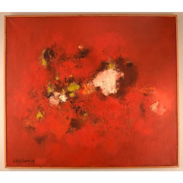 Veikko Kallinen, Finland. Abstract composition. Oil on canvas, 1960s-1970s. Canvas measures: 80 x 70 cm. The frame...