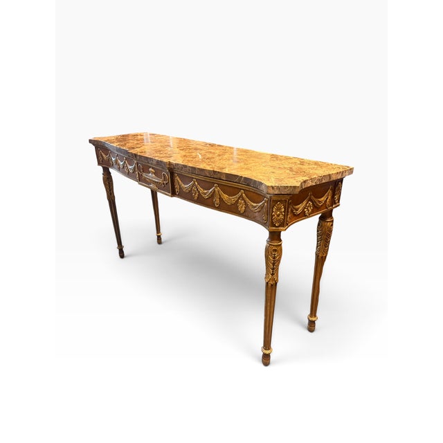 Late 20th Century Late 20th Century John Widdicomb Neoclassical Giltwood & Granite Top Console Table For Sale - Image 5 of 12