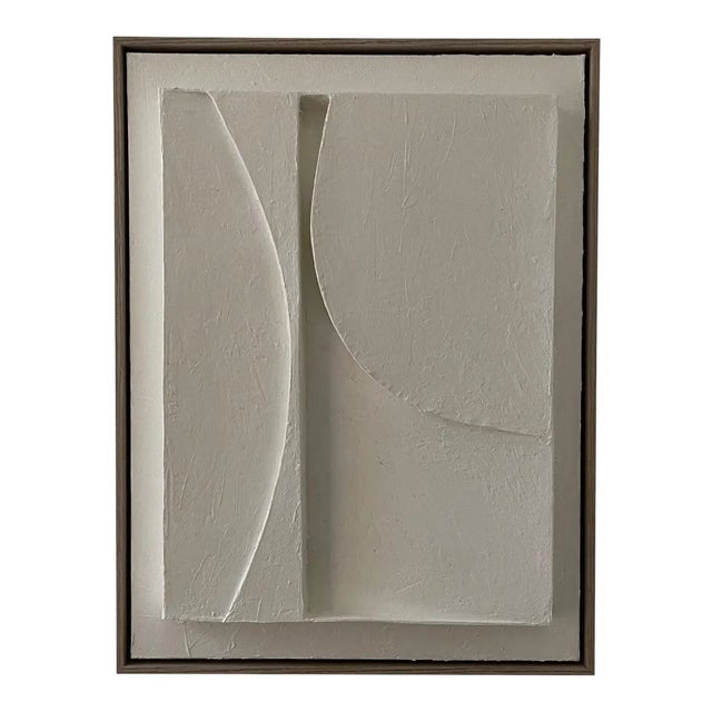 2020s Contemporary Minimalist Abstract Plaster Relief Painting, Framed For Sale - Image 5 of 5