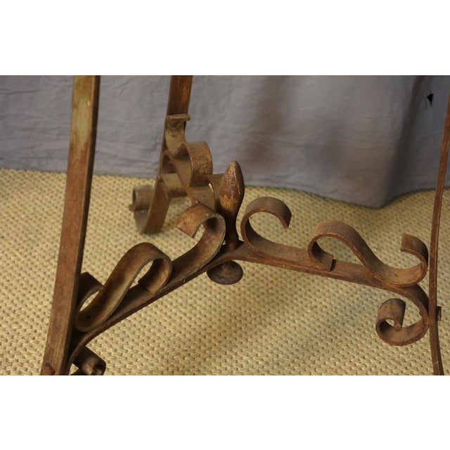 Beige Iron Pedestal Table with Marble Shelf, 1890s For Sale - Image 8 of 10